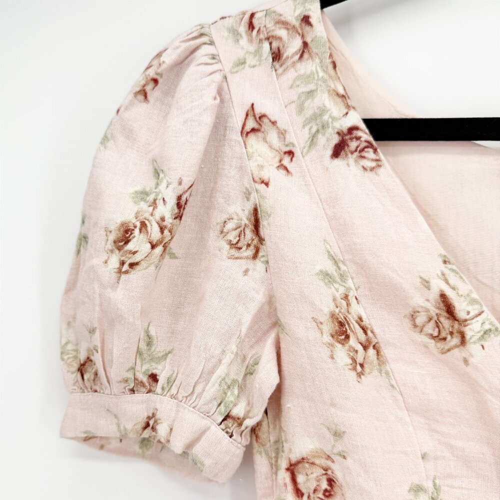 Loveshackfancy Lena Cream linen bow reversible dress vintage floral - Picture 6 of 12